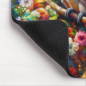 Kaketoe met kleurrijke bloemen muismat (Hoek)