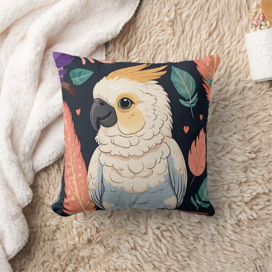 Kaketoe met veren print kussen (Deken)