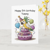 kaketoe op verjaardagstaart ballonnen kaart (Gele Bloem)