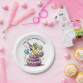 kaketoe op verjaardagstaart ballonnen papieren bordje (Feest)