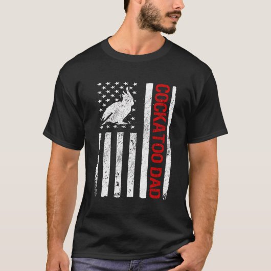 Kaketoe Papa Amerikaans VS Vlag Grappig Vogel Lief T-shirt (Voorkant)