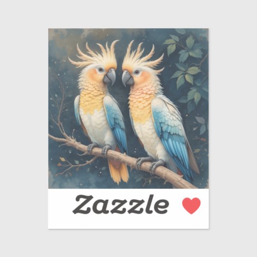 kaketoe-papegaaienpaar sticker (Vel)