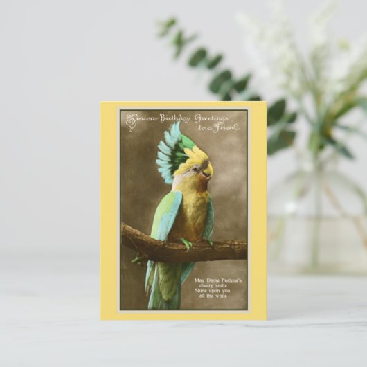  kaketoe vriend verjaardag foto briefkaart (Staand voorkant)