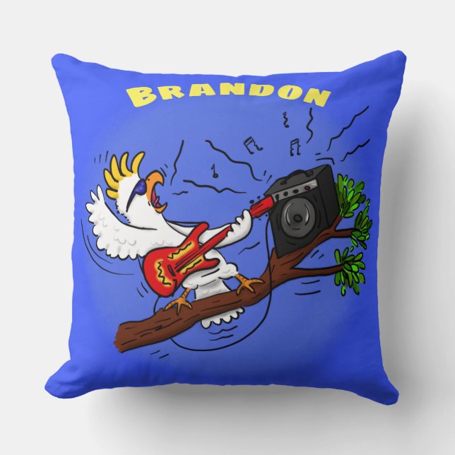 Kaketoekauw rockgitarist cartoon kussensloop kussen (Voorkant)