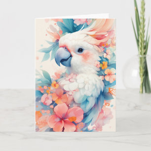 Kaketoen Tussen Kleurrijke Bloesems Kaart
