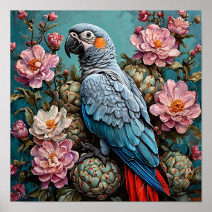 Kaketoenpapegaai in Tropische Vibe 🦜🌴✨🌺🌿 Poster