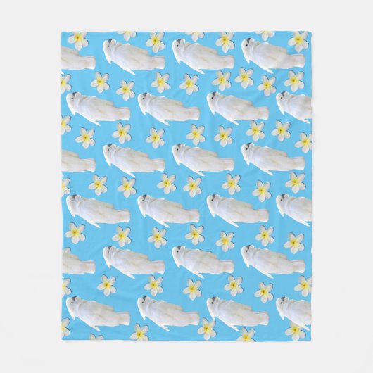 Kaketoes en Plumeria Blooms Fleece Deken (Voorkant)