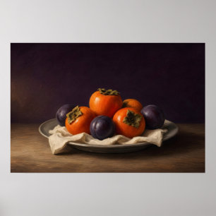 Kaki Avondmaal Fruit Stilleven Poster