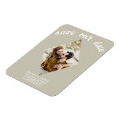 Kaki Beige Diamond Foto Bruiloft Save the Date Magneet (Linkerzijde)
