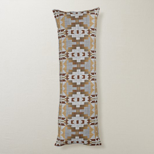 Kaki Beige Taupe Donkerbruin Grijs Tribal Art Lichaamskussen (Achterkant (Verticaal))
