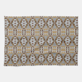Kaki Beige Taupe Donkerbruin Grijs Tribal Art Theedoek (Horizontaal)