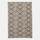 Kaki Beige Taupe Donkerbruin Grijs Tribal Art Theedoek (Verticaal)