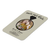 Kaki Beige trouwring foto Save the Date Magneet (Linkerzijde)