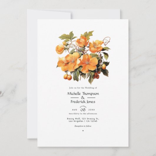 Kaki Bloemen Bruiloft Kaart (Voorkant)