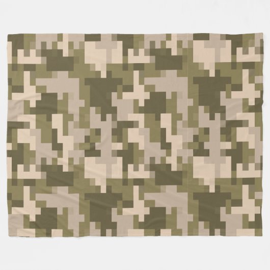 Kaki Digitale Camouflage Fleece Deken (Voorkant (Horizontaal))