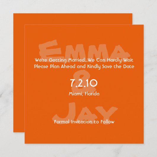 Kaki Eenvoudig Kleur Bewaar de Datum Save The Date (Voorkant / Achterkant)