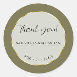 Kaki Groen Goud Lijst Ronde Sticker