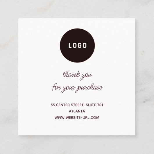 Kaki Hart Boog Sieraden Zorg Instructie Bedankt Vierkante Visitekaartje (Achterkant)