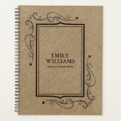 Kaki Linnen Textuur Zwart  Lijst Planner (Voorkant)