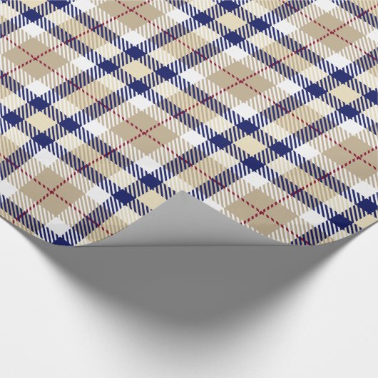 Kaki Marine Blauw Bourgogne Wit XL Plaid Tartan Cadeaupapier (Hoek)