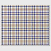 Kaki Marine Blauw Bourgogne Wit XL Plaid Tartan Cadeaupapier (Vlak)