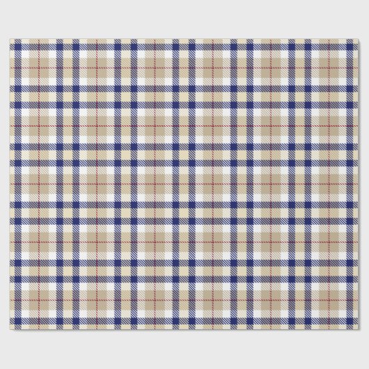 Kaki Marine Blauw Bourgogne Wit XL Plaid Tartan Cadeaupapier (Vlak)