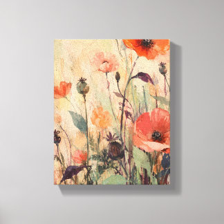 Kaki tuin na regen Expressief bloemschilderij op c Canvas Afdruk