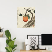 Kakifrucht met Grasshopper van Hokusai Poster (Thuiskantoor)