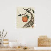 Kakifrucht met Grasshopper van Hokusai Poster (Keuken)