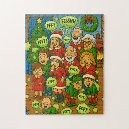Kakkende Familie Kerstfeest Legpuzzel