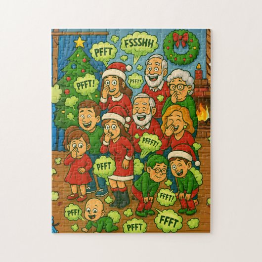 Kakkende Familie Kerstfeest Legpuzzel (Verticaal)