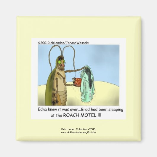 Kakkerlak Motel Grappige Cartoon Magneet (Voorkant)