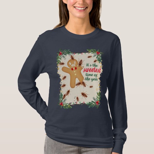 Kakkerlakken eten peperkoek man Kerst bakkerij T-shirt (Voorkant)