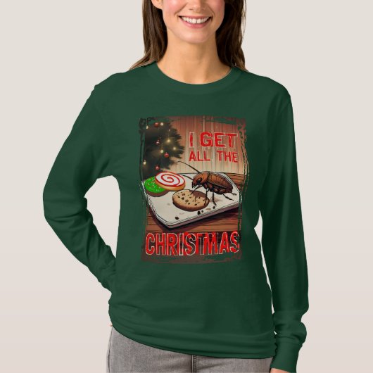 Kakkerlakkoekjes eten lelijke kerstbakkerij t-shirt (Voorkant)
