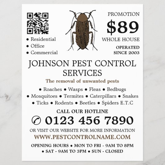 Kakkerlakontwerp, ongediertebestrijding Adverteren Flyer (Voorkant)