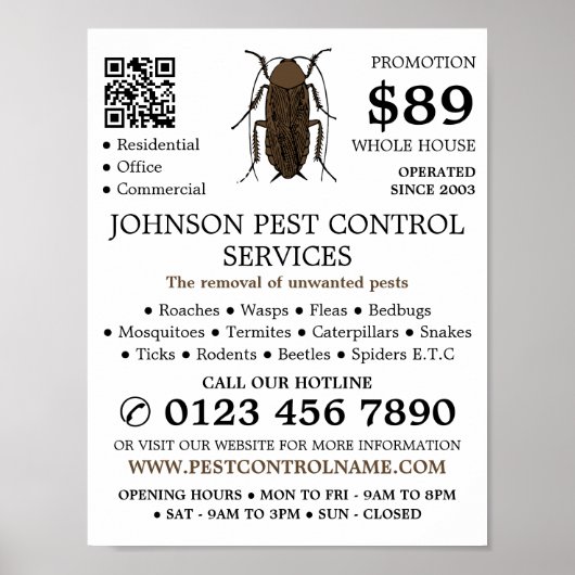 Kakkerlakontwerp, ongediertebestrijding Adverteren Poster (Voorkant)
