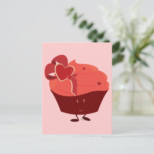 Kakstaart voor het glimlachen met hartafwerking briefkaart (Staand voorkant)