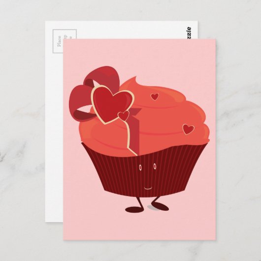 Kakstaart voor het glimlachen met hartafwerking briefkaart (Voorkant / Achterkant)