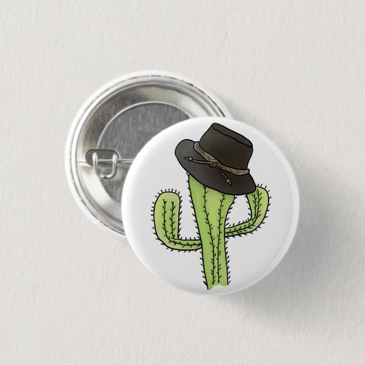 Kaktus mit Hut Ronde Button 3,2 Cm (Voorkant /achterkant)