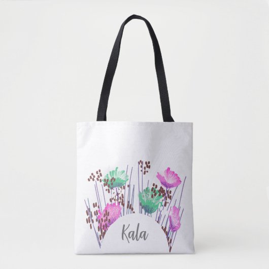 Kala bloemenmonogram tote bag (Voorkant)