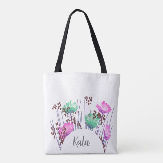 Kala bloemenmonogram tote bag (Achterkant)