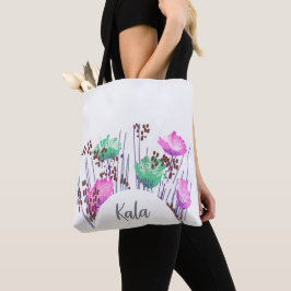 Kala bloemenmonogram tote bag