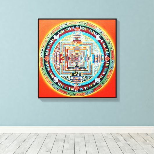 Kalachakra Boeddhistische Mandala Canvas Afdruk (Insitu (Houten vloer))