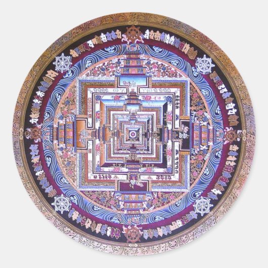 Kalachakra Mandala Ronde Sticker (Voorkant)