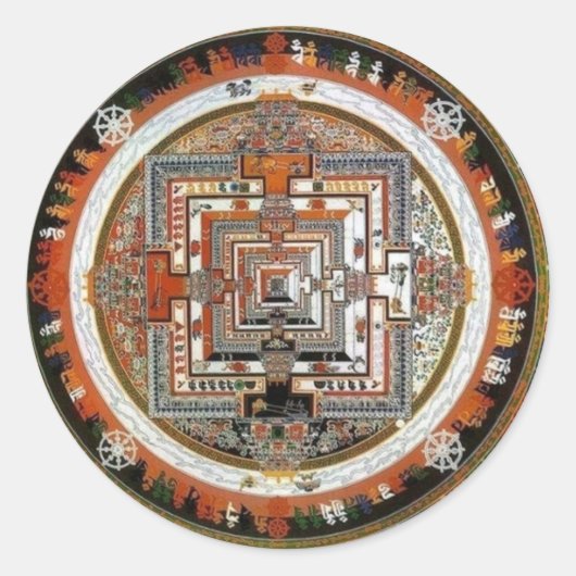 Kalachakra Sand Mandala Ronde Sticker (Voorkant)