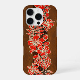 Kalaheo Hawaïaanse Hibiscus Tapa Nep Koa Hout iPhone 16 Pro Hoesje