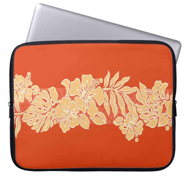 Kalaheo Hawaiian Hibiscus Tapa Laptop Wetsuit tas (Voorkant)