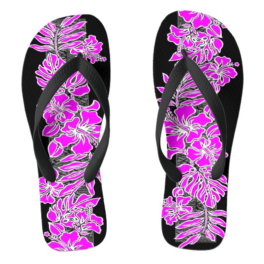 Kalaheo Hawaiian Hibiscus Tapa Magenta Teenslippers (Voetbed)