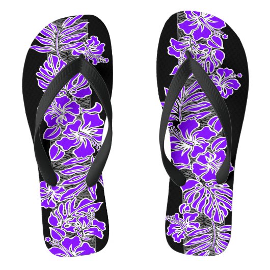 Kalaheo Hawaiian Hibiscus Tapa Paarse Teenslippers (Voetbed)