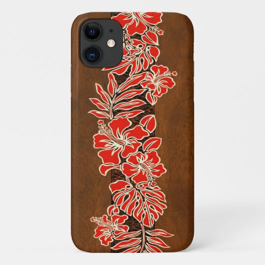 Kalaheo Hawaiian Red Hibiscus Tapa Case-Mate iPhone Case (Achterkant)